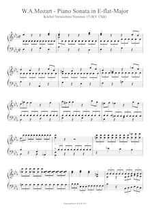 Partition Piano Sonata en E-flat major, K.15kk, pour London Sketchbook