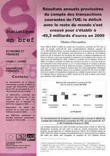 25/01 STATISTIQUES EN BREF - ECONOMIE ET FINANCES
