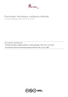 Psychologie, informatique, intelligence artificielle - compte-rendu ; n°3 ; vol.95, pg 532-534