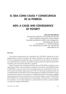 El Sida como Causa y Consecuencia de la Pobreza. (Aids: a Cause and Consequence of Poverty)