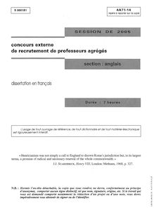 Agregext 2005 dissertation en francais
