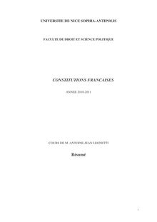 CONSTITUTIONS FRANCAISES Résumé