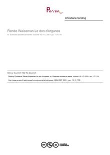 Renée Waissman Le don d organes  ; n°3 ; vol.19, pg 117-119