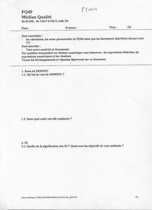 Qualité et audits technico-économiques 2004 Ingénierie et Management de Process Université de Technologie de Belfort Montbéliard