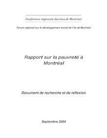 Rapport sur la pauvreté à Montréal