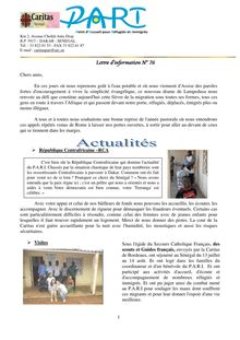 Lettre N information du PARI-Caritas Sénégal N°76