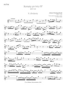 Partition flûte , partie, orgue Sonata No.4, Trio Sonata, E minor