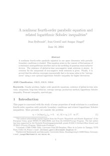 A nonlinear fourth order parabolic equation and related logarithmic Sobolev inequalities