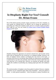 Is Otoplasty Right For You? Consult Dr. Brian Evans