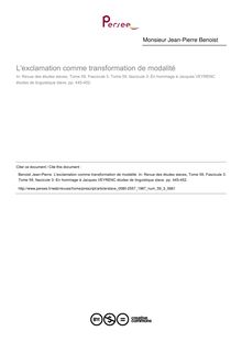 L exclamation comme transformation de modalité - article ; n°3 ; vol.59, pg 445-452