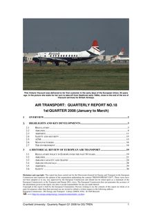 Air transport. Quaterly report n° 18, 1st quarter 2008 (January to March).