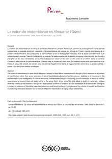 La notion de ressemblance en Afrique de l Ouest - article ; n°1 ; vol.65, pg 55-82