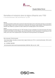 Semailles et moissons dans la région d Assinie vers 1700 - article ; n°1 ; vol.60, pg 9-25