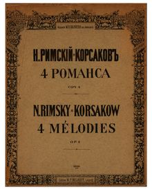 Partition complète, 4 Romances, 4 Романса, Rimsky-Korsakov, Nikolay