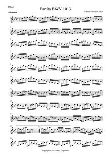 Partition complète, Partita BWV 1013 par Johann Sebastian Bach