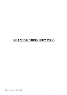 BILAN D ACTIONS 2007-2008