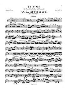 Partition de violon, Piano Trio, G major, Mozart, Wolfgang Amadeus