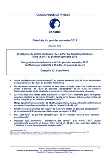 Danone - Résultats du premier semestre 2013