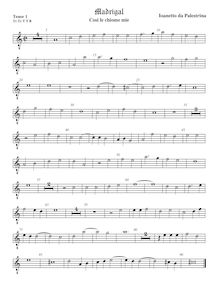 Partition ténor viole de gambe 1, octave aigu clef, 3 madrigaux par Giovanni Pierluigi da Palestrina