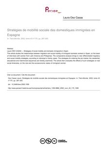 Stratégies de mobilité sociale des domestiques immigrées en Espagne - article ; n°170 ; vol.43, pg 287-305