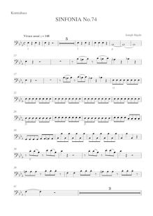 Partition corde Basses, Symphony Hob.I:74, E♭ major, E♭ major, Haydn, Joseph