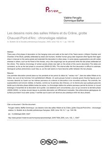 Les dessins noirs des salles Hillaire et du Crâne, grotte Chauvet-Pont-d Arc : chronologie relative - article ; n°1 ; vol.102, pg 149-158