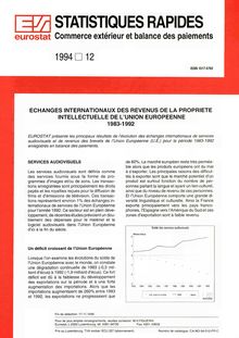 STATISTIQUES RAPIDES Commerce extérieur et balance des paiements. 1994 12