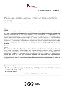 Produire des images en Afrique : l exemple des photographes de studio - article ; n°141 ; vol.36, pg 81-112