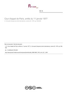 Cour d appel de Paris, arrêts du 11 janvier 1977 - article ; n°1 ; vol.22, pg 936-946