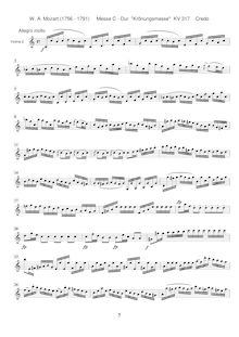 Partition violons II, Mass, Krönungsmesse ; Coronation Mass ; Mass No.15 ; Missa par Wolfgang Amadeus Mozart
