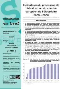 Indicateurs du processus de libéralisation du marché européen de l électricité 2005-2006.
