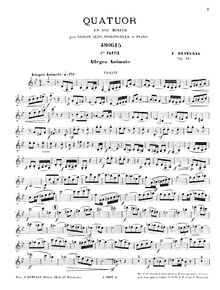 Partition violon, Piano quatuor, Op.38, G minor, Destenay, Edouard