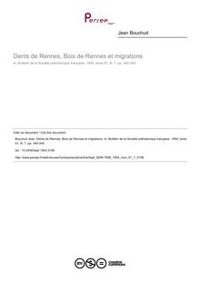 Dents de Rennes, Bois de Rennes et migrations - article ; n°7 ; vol.51, pg 340-345
