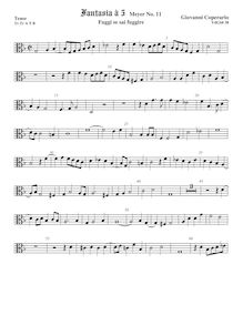 Partition ténor viole de gambe 2, alto clef, Fantasia pour 5 violes de gambe, RC 61