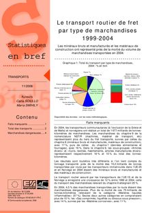 Le transport routier de fret par type de marchandises 1999-2004
