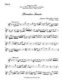 Partition flûte II , partie, Sonates en trio pour 2 flûtes traversières avec la basse