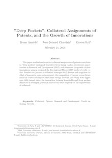 ”Deep Pockets” Collateral Assignments of Patents and the Growth of Innovations