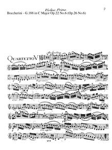 Partition parties complètes G.188, 6 corde quatuors, G.184-188 (Op.22)