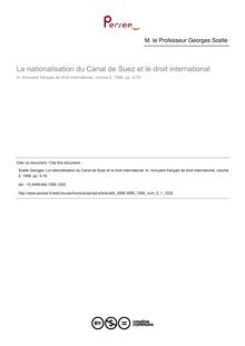 La nationalisation du Canal de Suez et le droit international - article ; n°1 ; vol.2, pg 3-19