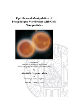 Optothermal manipulation of phospholipid membranes with gold nanoparticles [Elektronische Ressource] / by Alexander Skyrme Urban