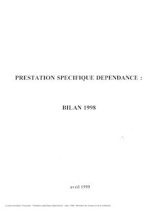 Prestation spécifique dépendance : bilan 1998