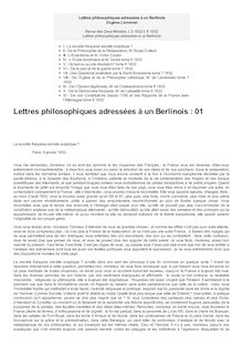 Lettres philosophiques adressées à un Berlinois