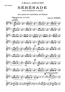 Partition violon II, Serenade, Pierné, Gabriel