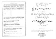 Partition parties complètes, 3 corde quatuors, 3 Quintetti concertants