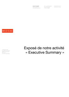 Exposé de notre activité « Executive Summary »