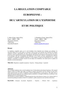 LA REGULATION COMPTABLE EUROPEENNE : DE L ARTICULATION DE L ...