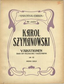 Partition couverture couleur, Variations on a Polish Folk Theme, Op.10
