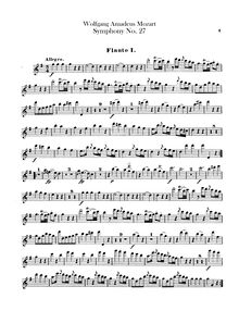 Partition flûte 1, 2, Symphony No.27, G major, Mozart, Wolfgang Amadeus