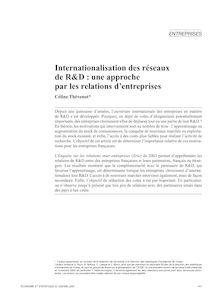 Internationalisation des réseaux de R&D : une approche par les relations d entreprises