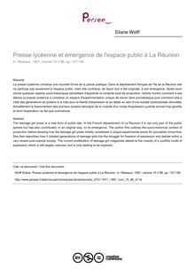 Presse lycéenne et émergence de l espace public à La Réunion - article ; n°86 ; vol.15, pg 137-156